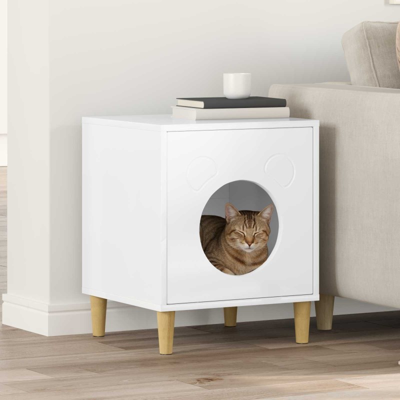 Maison pour chat Blanc Brillant 42,5 x 40 x 53 cm 538236538236