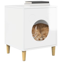 Maison pour chat Blanc Brillant 42,5 x 40 x 53 cm 538236538236