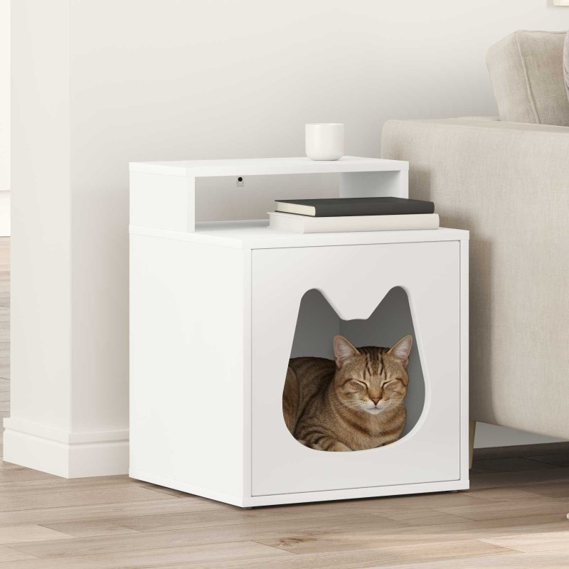 Maison pour chat Blanc 42,5 x 40 x 53,5 cm Bois d'ingénierie 538239538239