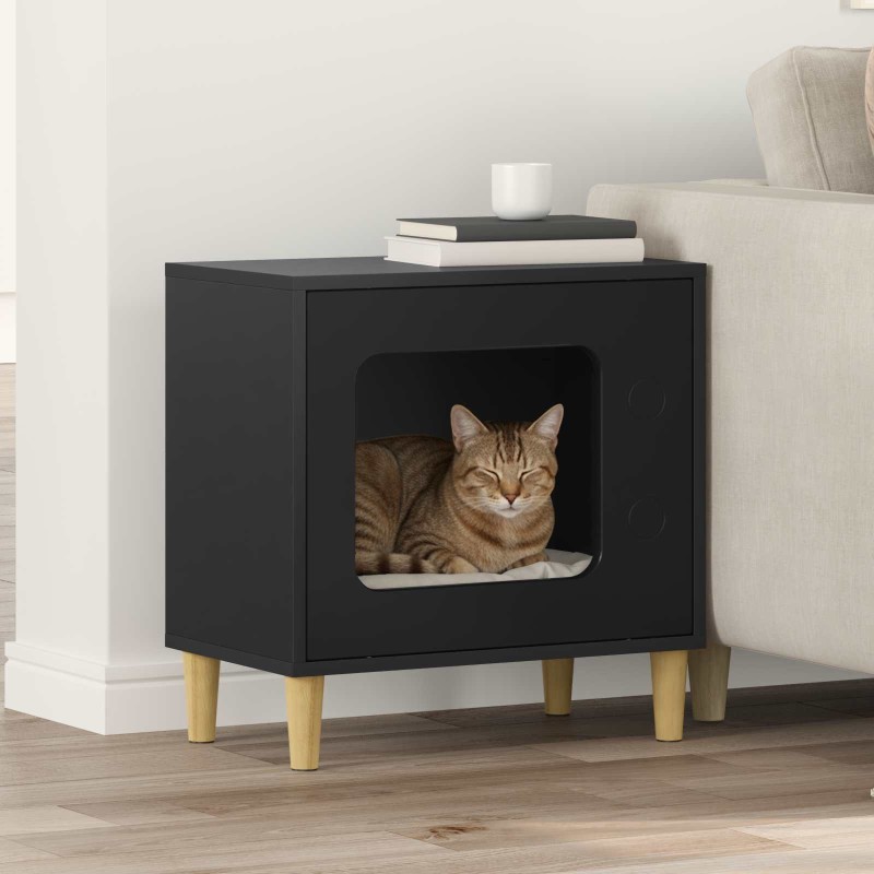 Maison pour chat Noir 51 x 30 x 52 cm Bois d'ingénierie 538245538245