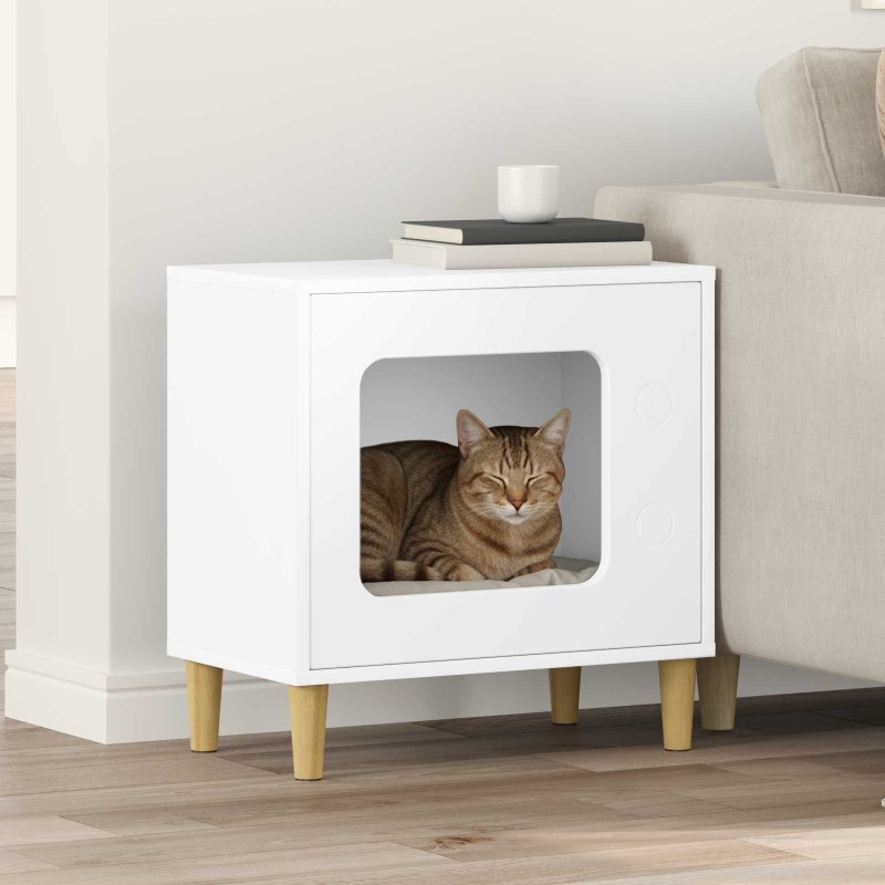 Maison pour chat Blanc 51 x 30 x 52 cm Bois d'ingénierie 538257538257
