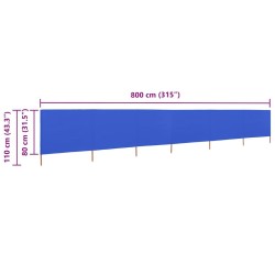 Paravent 6 panneaux Tissu 800 x 80 cm Bleu azuré 538278538278
