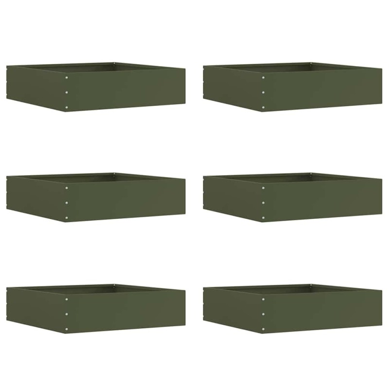 Bordure de Pelouse 6 pcs Vert olive 50 x 50 x 13 cm Acier 538289538289