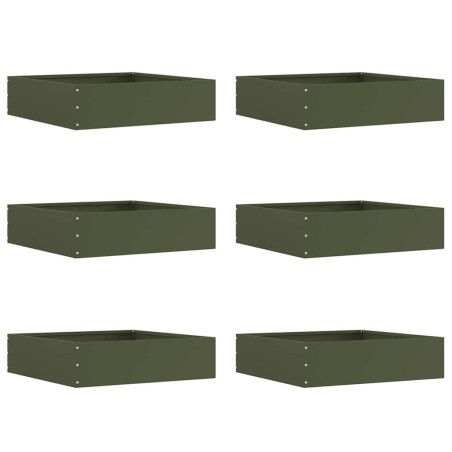 Bordure de Pelouse 6 pcs Vert olive 50 x 50 x 13 cm Acier 538289538289