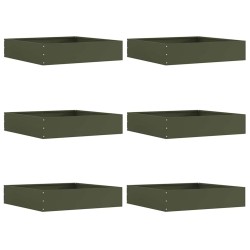 Bordure de Pelouse 6 pcs Vert olive 60 x 60 x 13 cm Acier 538293538293