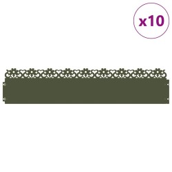 Bordures de pelouse 10 pcs Vert olive 103 x 0,05 x 22 cm Acier 538302538302
