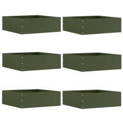 Bordure de Pelouse 6 pcs Vert olive 40 x 40 x 13 cm Acier 538331538331