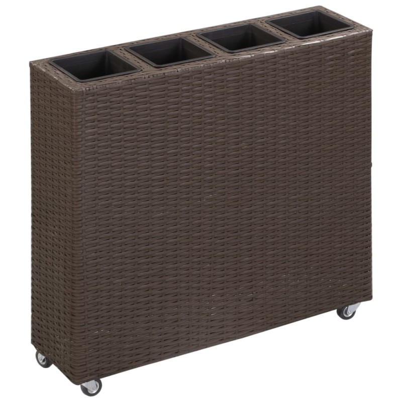 Lit surélevé de jardin 4 pots 80x22x79 cm Résine Tressée Marron 538336538336