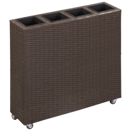 Lit surélevé de jardin 4 pots 80x22x79 cm Résine Tressée Marron 538336538336