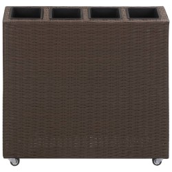 Lit surélevé de jardin 4 pots 80x22x79 cm Résine Tressée Marron 538336538336