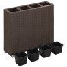 Lit surélevé de jardin 4 pots 80x22x79 cm Résine Tressée Marron 538336538336