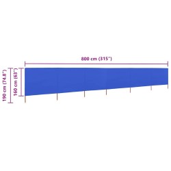 Paravent 6 panneaux Tissu 800 x 160 cm Bleu azuré 538341538341