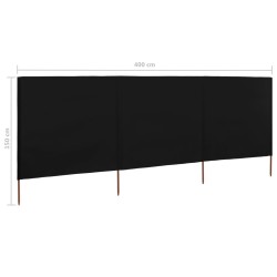 Paravent 3 panneaux Tissu 400 x 120 cm Noir 538357538357