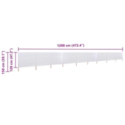 Paravent 9 panneaux Tissu 1200 x 120 cm Blanc sable 538360538360