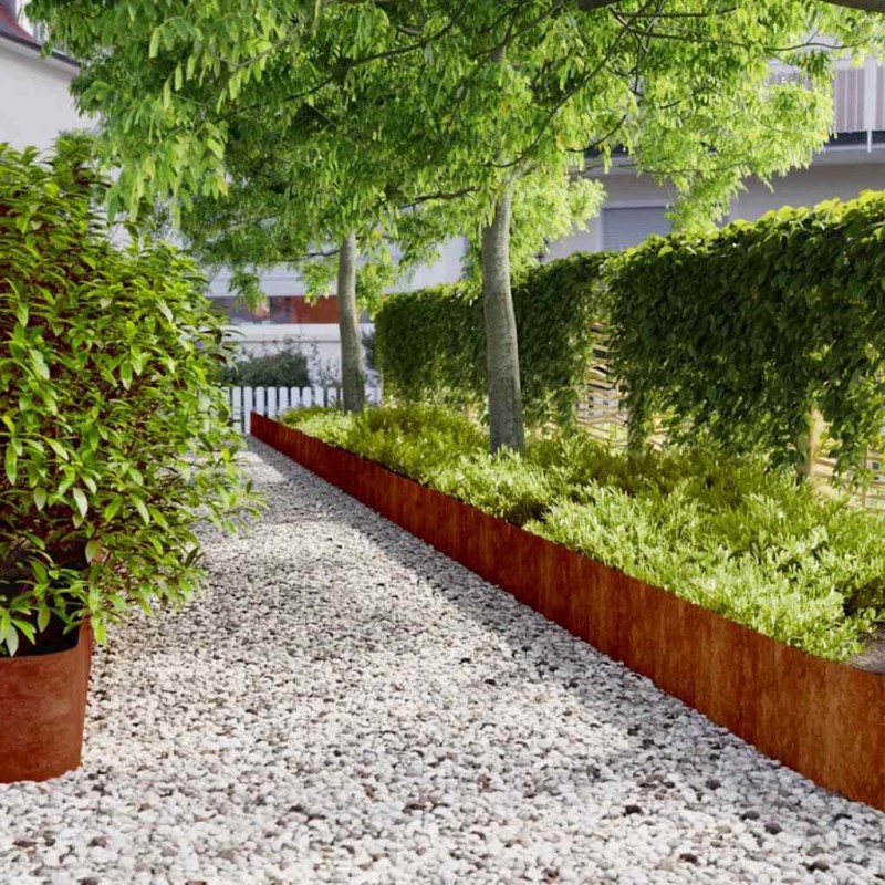 Bordures de pelouse 10 pcs 25x103 cm acier corten flexible 538363538363