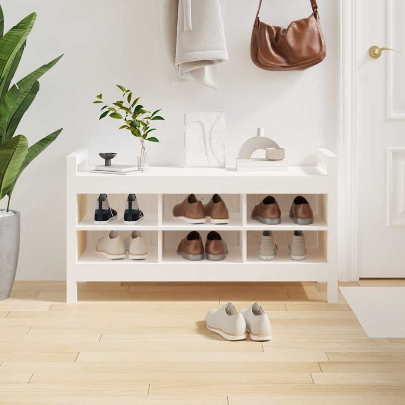 Banc d'entrée Blanc 110x40x60 cm Bois de pin massif 538369538369