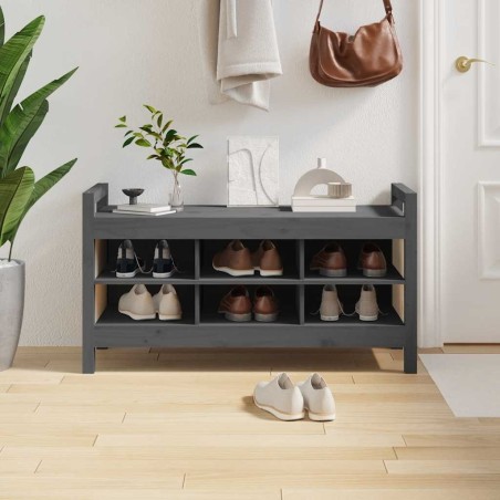 Banc d'entrée Gris 110x40x60 cm Bois de pin massif 538371538371