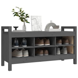 Banc d'entrée Gris 110x40x60 cm Bois de pin massif 538371538371