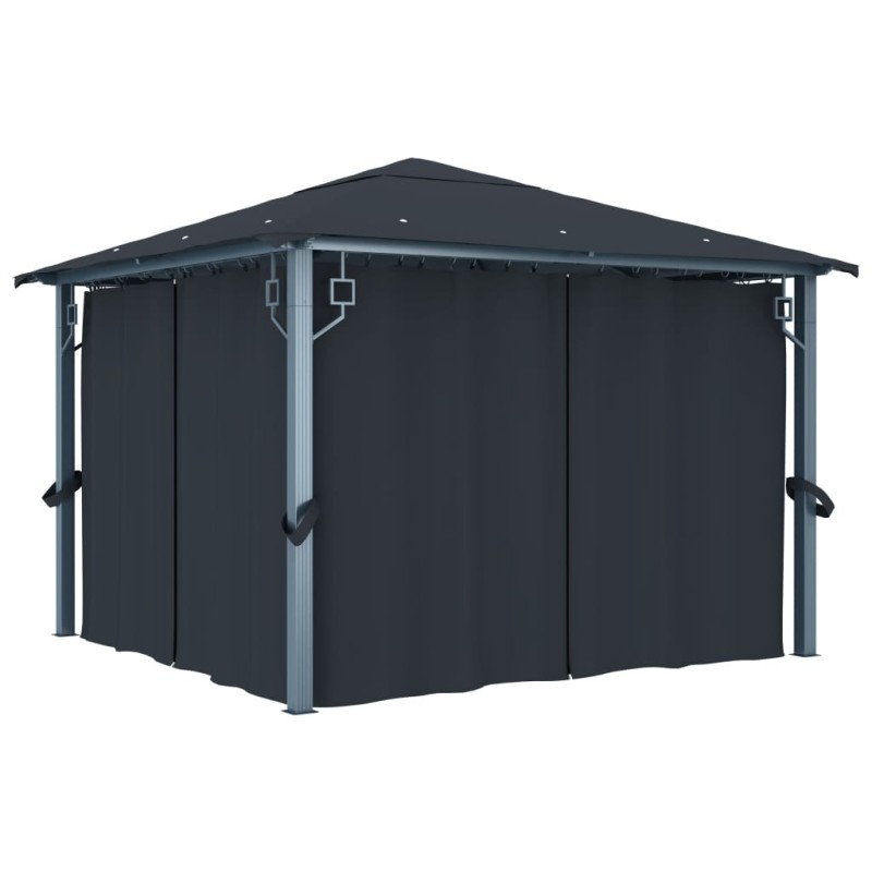 Tonnelle avec rideau 300x300 cm Anthracite Aluminium 538373538373
