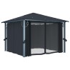 Tonnelle avec rideau 300x300 cm Anthracite Aluminium 538373538373