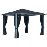 Tonnelle avec rideau 300x300 cm Anthracite Aluminium 538373538373