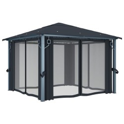 Tonnelle avec rideau 300x300 cm Anthracite Aluminium 538373538373