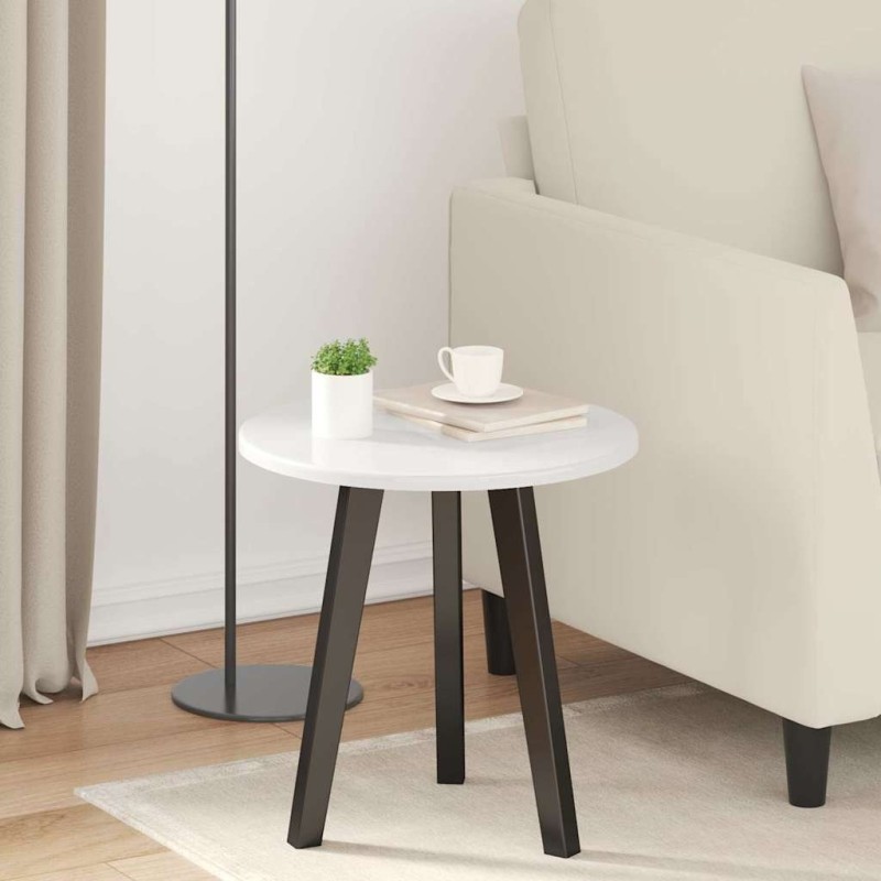 Plateau de table Blanc brillant Ø 40 x 1,5 cm Bois d'ingénierie 538383538383
