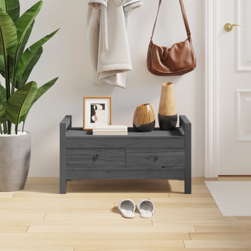 Banc d'entrée Gris 80x40x43 cm Bois de pin massif 538387538387
