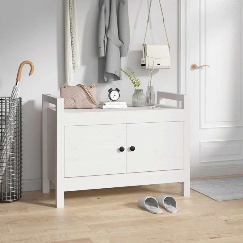 Banc d'entrée Blanc 80x40x60 cm Bois de pin massif 538406538406