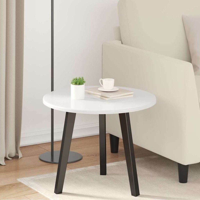 Plateau de table Blanc brillant Ø 50 x 1,5 cm Bois d'ingénierie 538408538408