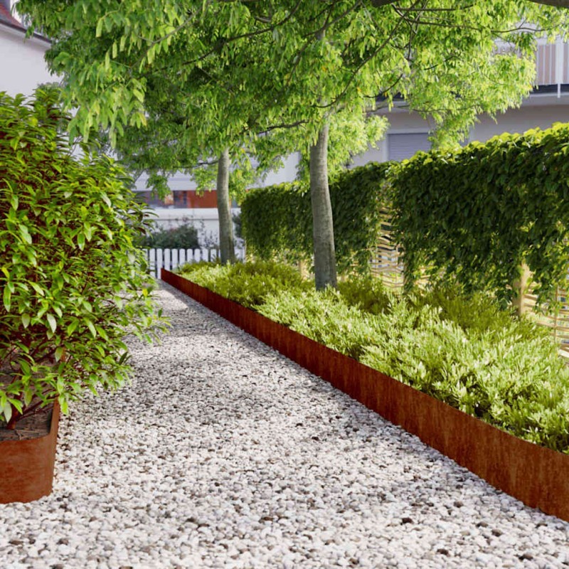 Bordures de pelouse 10 pcs 20x103 cm acier corten flexible 538424538424