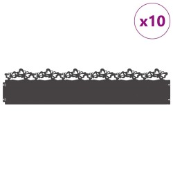 Bordures de pelouse 10 pcs Noir 103 x 0,05 x 22 cm Acier 538430538430