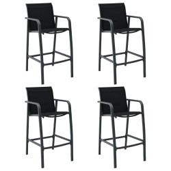 Chaises de bar de jardin lot de 4 Noir Textilène 538441538441
