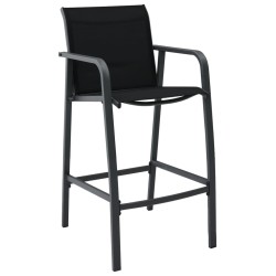 Chaises de bar de jardin lot de 4 Noir Textilène 538441538441