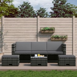 Salon de jardin 4 pcs avec coussins résine tressée gris 538445538445