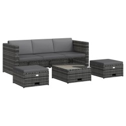 Salon de jardin 4 pcs avec coussins résine tressée gris 538445538445