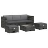 Salon de jardin 4 pcs avec coussins résine tressée gris 538445538445