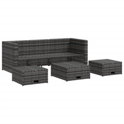 Salon de jardin 4 pcs avec coussins résine tressée gris 538445538445