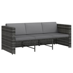 Salon de jardin 4 pcs avec coussins résine tressée gris 538445538445