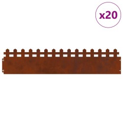 Bordures de pelouse 20 pcs Rouillé 103 x 0,05 x 22 cm 538451538451