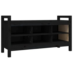 Banc d'entrée Noir 110x40x60 cm Bois de pin massif 538453538453