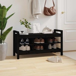 Banc d'entrée Noir 110x40x60 cm Bois de pin massif 538453538453