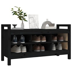 Banc d'entrée Noir 110x40x60 cm Bois de pin massif 538453538453