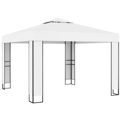 Tonnelle avec toit double 3x3 m Blanc 538455538455