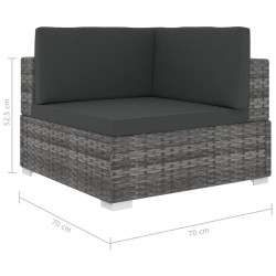 Chaise d'angle 1 pc et coussins Résine tressée Gris 538461538461