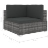 Chaise d'angle 1 pc et coussins Résine tressée Gris 538461538461