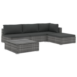 Salon de jardin 5 pcs avec coussins résine tressée gris 538472538472