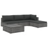 Salon de jardin 5 pcs avec coussins résine tressée gris 538472538472