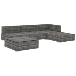 Salon de jardin 5 pcs avec coussins résine tressée gris 538472538472