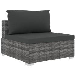 Salon de jardin 5 pcs avec coussins résine tressée gris 538472538472